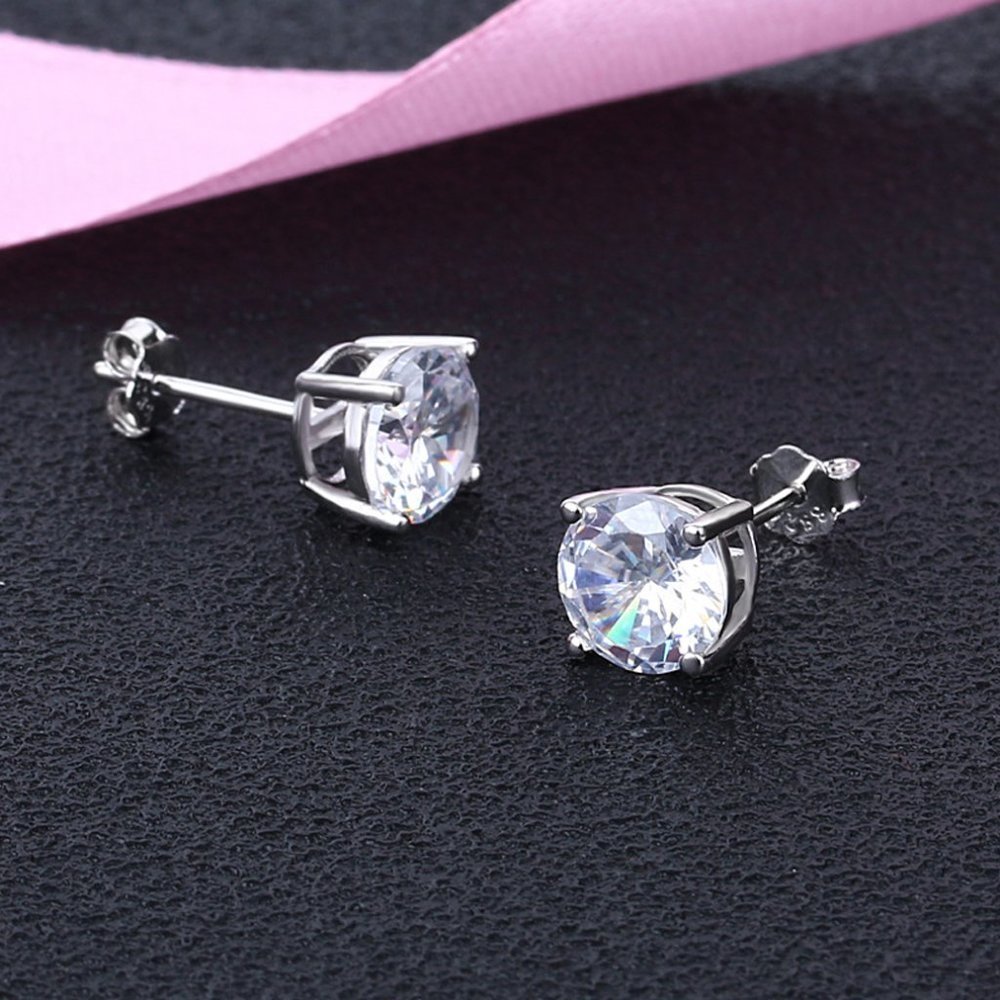"5MM S925 Sterling Silver CZ Stud Earrings for Women/Girl, US19251014